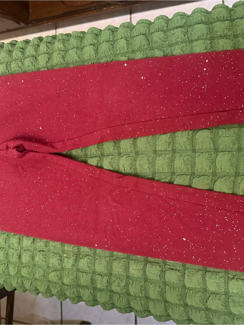 Capelli of New York Red Sparkle Kids Leggings with Silver Flecks